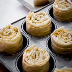 Almond and walnut baklava scrolls